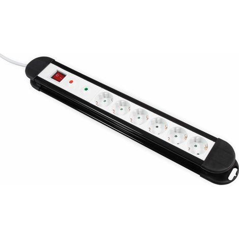 Multiprise MCPOWER KL-06, 6 prises, 1,4 m de câble, protection surtension, interrupteur