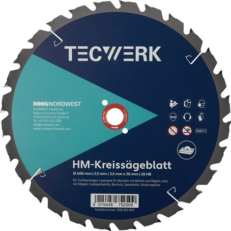 Tischkreissägeblatt AD 500mm Z.36 HB Schnitt-B.3,8mm TECWERK (1/2)