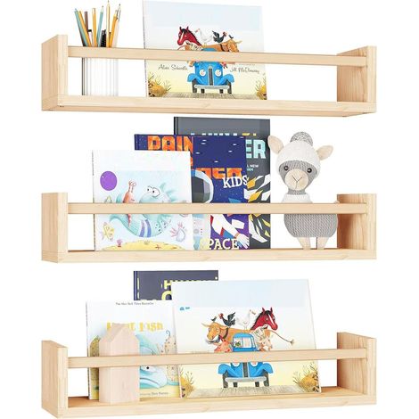Étagère Murale pour Enfant, Lot de 3 Etagere Murale Livre Chambre Enfant étagères flottantes murales pour Organiser des Livres et des Jouets pour Chambre à Coucher, Salon, d'enfant (1/5)