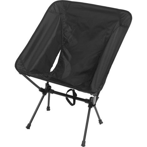 Chaise de camping pliante compacte et ultralégère en alliage d'aluminium avec sac de rangement pour la randonnée et la plage (noire) (1/5)