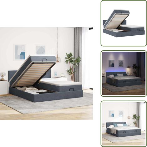 Coprimaterasso - vidaXL Struttura Letto Pouf con Materassi 200x200 cm Velluto - Luci a LED
