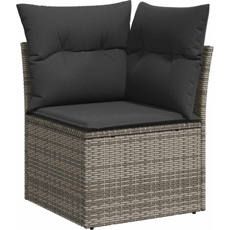 Maison Exclusive - Garten-Ecksofa mit Kissen Grau Poly Rattan