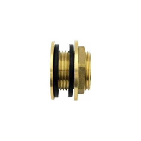 Traversée de Paroi en Laiton de 3/4 Pouce (20/27) de Haute Qualité Inoxydable + 2x Joints en Caoutchouc Gratuits, Traversée Cloison Pour Robinets d'eau, Baril de Pluie, Conteneur, Cuve Ibc