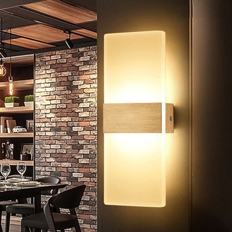 SWANEW Lampada da parete moderna a LED per interni Alluminio Acrilico Up Down Illuminazione Decorazione Luce quadrata Bianco caldo 12W (1/5)