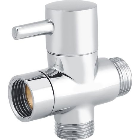 3-Wege-Absperrventil G1/2 – Massives, verchromtes Messing – Einfache Montage am Duscharm – Effiziente Wasserregulierung (1/5)