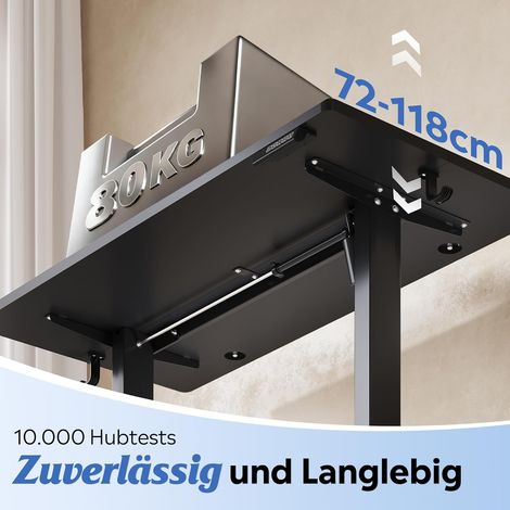 höhenverstellbarer Schreibtisch, 120×60 cm, leiser Motor mit 3-facher Höhenspeicherung, Verstellbereich 72–118 cm, ergonomischer Sitz-Steh-Tisch für Büro, Schwarz (1/5)