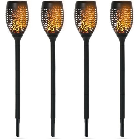 Set mit 4 Solar-LED-Außenstrahlern inklusive 4 Erdspießen, aus Kunststoff, Ø 12 x 72 cm, schwarz (1/5)