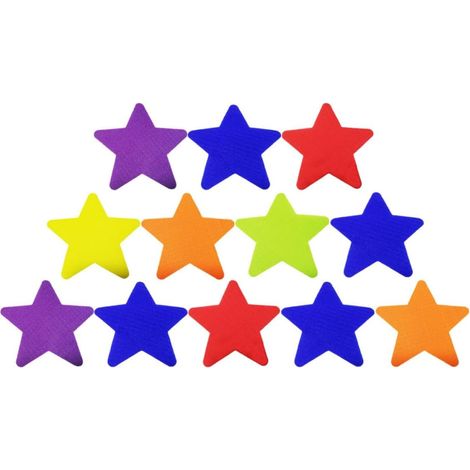 Lot de 12 Marqueurs de Tapis en Nylon Étoiles Colorées, Autocollants Éducatifs Faciles à Coller et Retirer, pour Garçon et Filles la Maison Maternelle (1/5)
