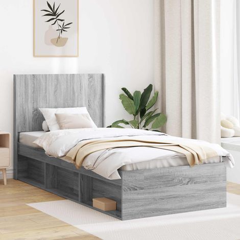 vidaXL Bettgestell mit Stauraum und Kopfteil Graues Sonoma 90 x 200 cm (1/5)