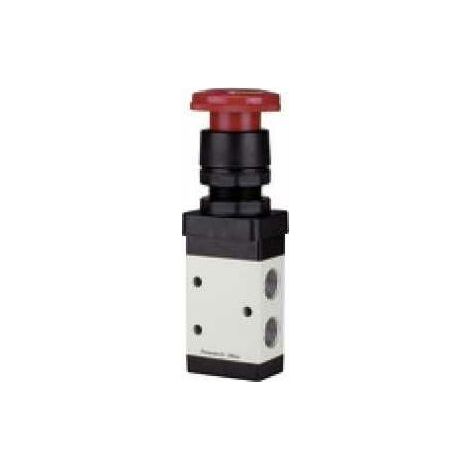 Riegler 3/2-Wegeventil, manuell »M3«, Pilztaster, Notrastung, NC, G 1/4 (1/4)