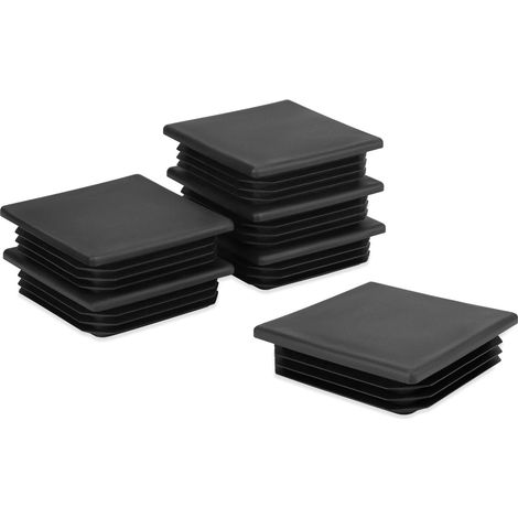 6 PCS Bouchon à lamelles, 80 x 80 mm, Plastique noir, Pour tube carré, Meubles