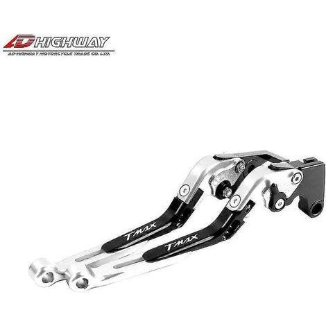 Leviers de frein et d'embrayage pliables, extensibles et réglables pour Yamaha Tmax 530 Dx/SX 2012-2019, T-max 500 2008-2011 et Tmax 560 2020-2021 - Argent (1/5)