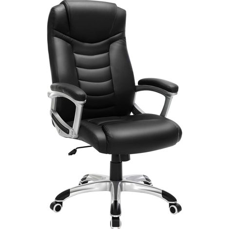 Fauteuil de Bureau, Stable, Bonne longévité, Hauteur réglable, Ergonomique, Noir, OBG21B (1/5)