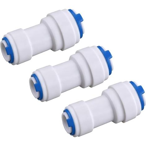 3 Pieces Straight Fitting Quick Connector for Tube 3/8 to 1/4 Inch for Water Filter Ice Maker Coffee Machine – White (1/5)