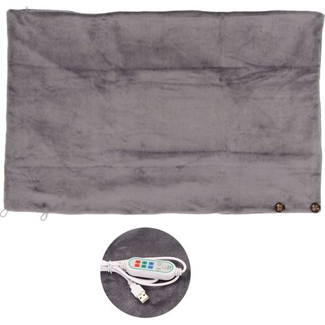 Châle électrique chauffant doux, 3 niveaux de chaleur, couverture USB avec minuterie, gris, enveloppe chauffante à ajuster (1/5)