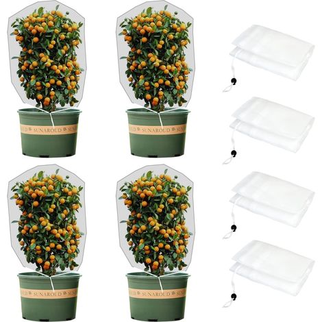 2-Pack Insect Protection Net, Garden Net with Drawstring 1x1.4m, Fine Mesh for Potted Plants (1/4)