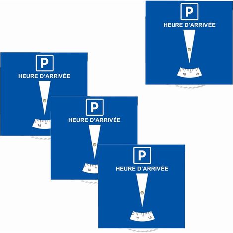 Disque Bleu de Stationnement Zone Bleue Lot de 4, Disque de Parking 15x15 cm Conforme, Stationnement Centre-Ville et Commerces, Cadran Rotatif Heure d'Arrivée, Disque Voiture Stationnement Robuste (1/5)