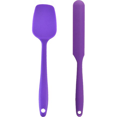 Spatule Silicone - Raclette Cuisine Mini - Pour Cuisinière En Fonte Et Poêles Antiadhésives - Lot De 2 (1/5)