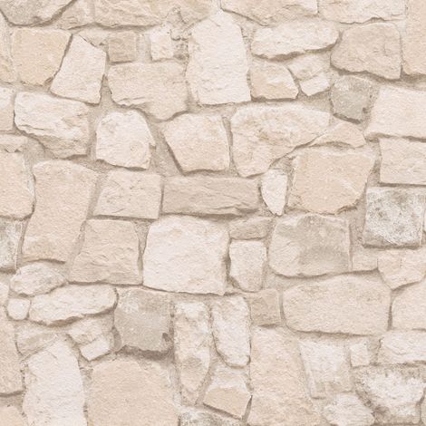 Papier peint aspect pierre carrelage Profhome 692429 papier peint légèrement texturé avec une texture tangible mat crème beige sable 5,33 m2