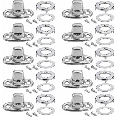 10 Ensembles de Fermoirs à Bouton Tournant avec Vis, Attaches de Verrouillage de Torsion Ovales pour Toile de Bateau, Auvent, Bâche de Remorque et Sac à Main, Verrous Métalliques de Remplacement (1/5)