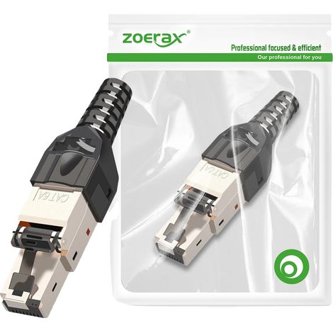 Conectores RJ45, diseño sin herramientas, alto rendimiento, CAT6A-a negro, 5 unidades. (1/2)