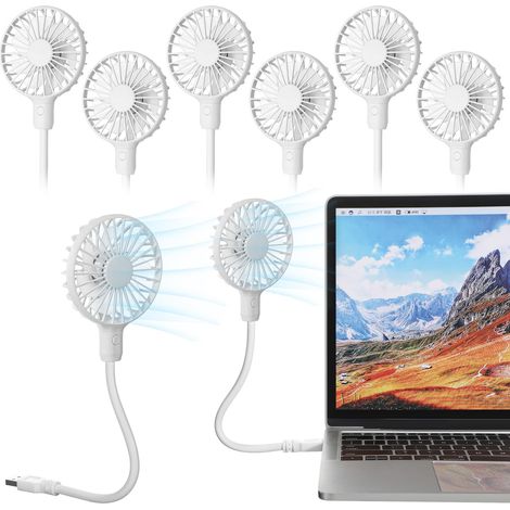 Lot de 6 mini ventilateurs portables USB rotatifs à 360°  Compatibles avec de nombreux appareils, format bureau/poche - Maison/Bureau/Voyage/Transports-AquaForge (1/5)