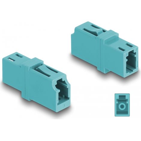 Delock Acoplador de fibra óptica LC Simplex hembra a LC Simplex hembra OM3 cian
