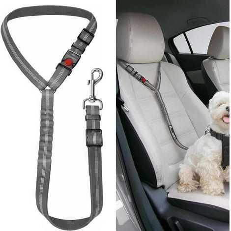 Ceinture Securite Chien Voiture Attache Mousqueton Rotatif à 360° Ceinture de Securite pour Chien Harnais avec Absorption (1/4)