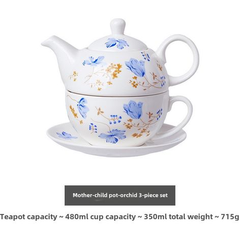 Service à thé créatif en céramique comprenant une théière à fleurs, une tasse britannique, une cafetière individuelle, une bouilloire et un cadeau en gros (Orchidée) (1/5)