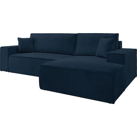 Selsey Farese – Ecksofa mit Cordbezug, Schlaffunktion und Stauraum, Dunkelblau, rechts