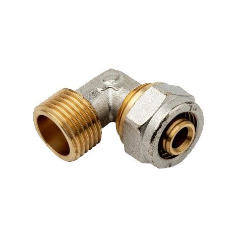 Gomito maschio 1/2'' per tubo multistrato a compressione da 16 mm, senza necessità di crimpatrice, grigio