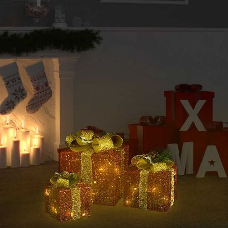 Boîtes-cadeaux de Noël décoratives 3 pcs Extérieur Intérieur (1/5)