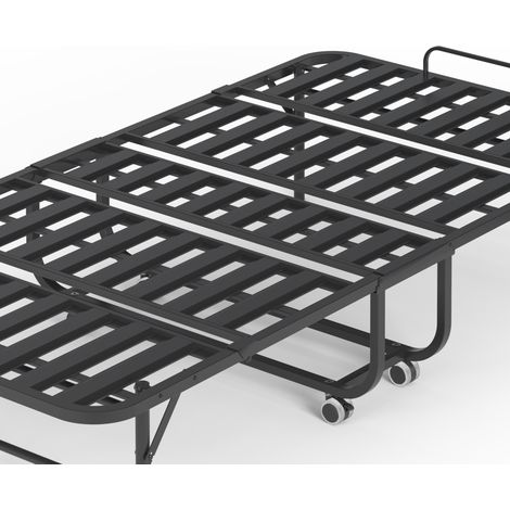 Cama plegable 190 x 96 cm con colchón viscoelástico de 9,5 cm, cama supletoria metálica negra (1/5)