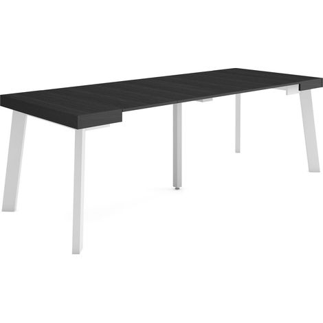 Skraut Home - Table console extensible, Console meuble, 220, Pour 10 personnes, Pieds en bois, Style moderne, Noir (1/5)