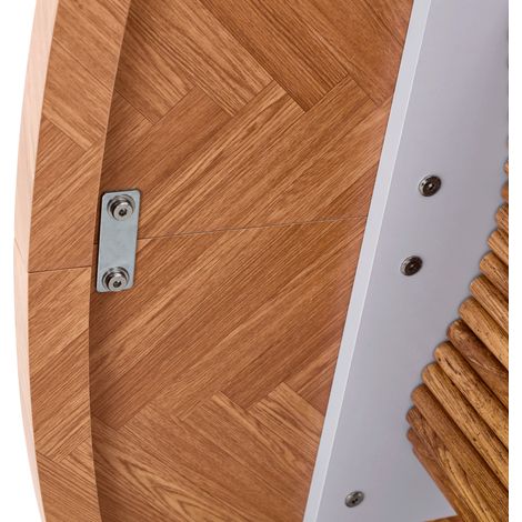 Table à manger en MDF couleur noyer 180x90 cm avec pieds colonnes arqués, design moderne et multifonctionnel (1/5)