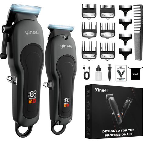 Tondeuse Cheveux Hommes Professionnelle, Kit Tondeuse Barbe et Cheveux sans Fil, Tondeuse Électrique avec Lame Céramique et Coupe-Cheveux de Précision, Cadeau pour Homme/Femme/Famille/Barbiers (1/5)