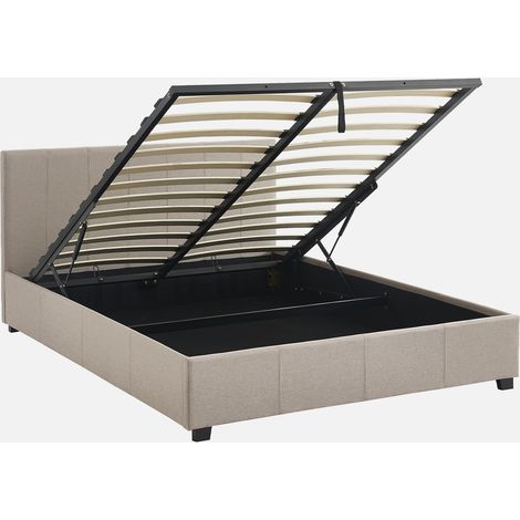 Letto a cassettone con rete a doghe e testiera, 140x190cm