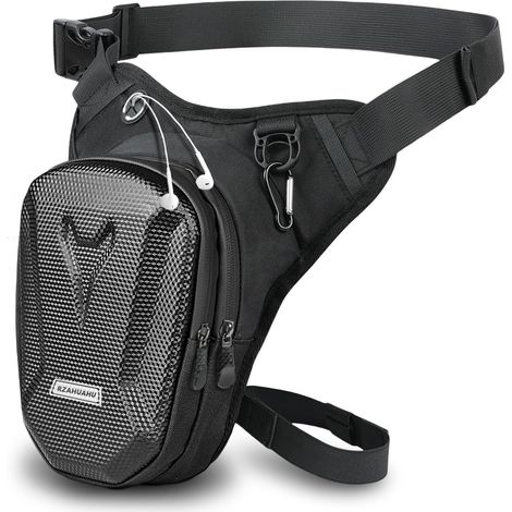 Sac de Jambe Moto - 1 Pièce - EVA et Polyester - Imperméable et Réglable - Cyclisme Randonnée Course - Noir (1/5)
