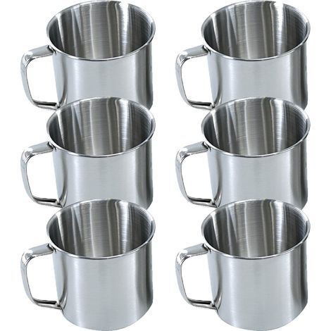 Tasse En Acier Inoxydable - 7.6 Cm Diamètre X 6.7 Cm Hauteur - Sans Couvercle - Usage Bureau École Maison Plein Air - Lot De 6 (1/5)