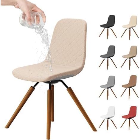 Dioxide Scandinavian Chair Cover Removable Washable Stretch Universal Dining Chair Covers Home Kitchen Decor (Water Repellent Fabric, Beige Yellow, 6PC) (1/5)