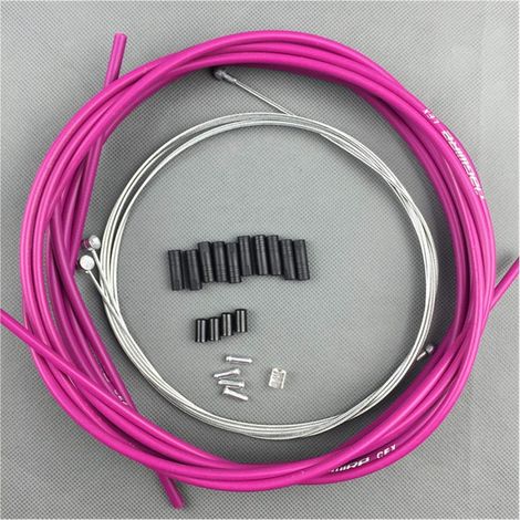 Câble de frein et kit de gaine pour VTT/vélo de route (couleur rose) (1/3)