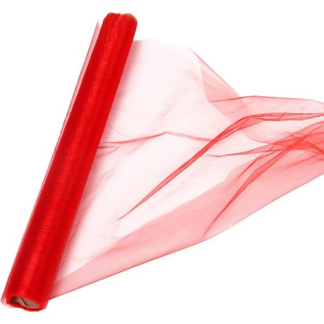 Voilage de Mariage en Tulle Rouge 47cm X 10m pour Décoration (1/5)