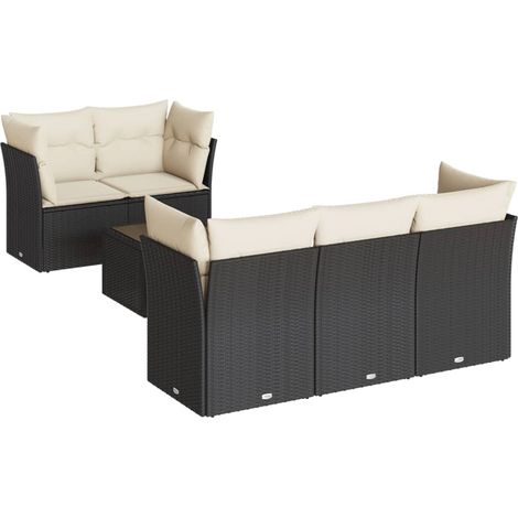 Maison Exclusive - Set Divano da Giardino 6 pz con Cuscini Nero in Polyrattan (1/3)