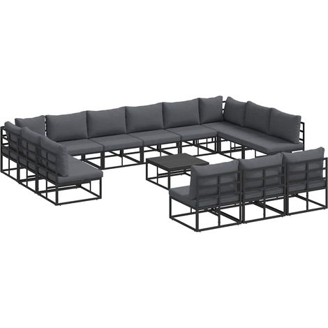 Maison Exclusive - Set Divano da Giardino con cuscino 14 pcs Nero Alluminio