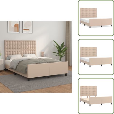 Schlafzimmermöbel - vidaXL Bettgestell mit Kopfteil Cappuccino-Braun 140x190 cm Kunstleder - Höhenverstellbar (1/5)