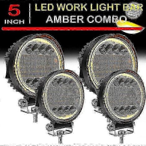 4x LED-Arbeitsscheinwerfer, runde, bernsteinfarbene Spot-Kombinationsleuchten, bernsteinfarbene Nebelscheinwerfer für Geländewagen und Autobahn