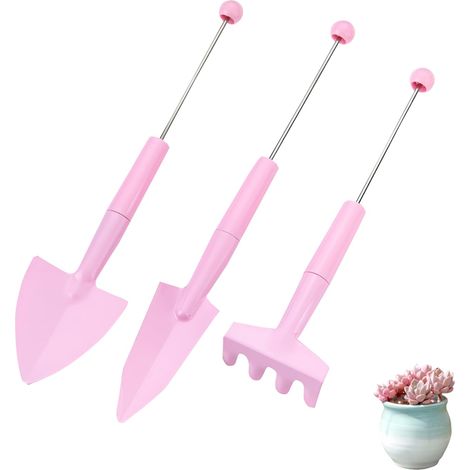 Mini-kit d'outils de jardinage — Kit 3 pièces rose pour succulentes, conçu pour les petites plantes d'intérieur (1/5)