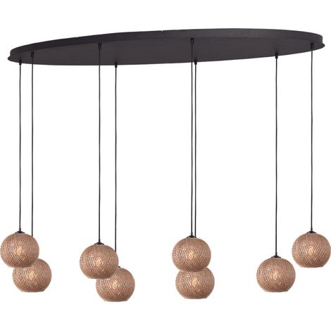 Lampe suspendue à 8 lampes Corda rotin ovale Ø 20cm - 2239-05-160-60-8-20 (1/3)
