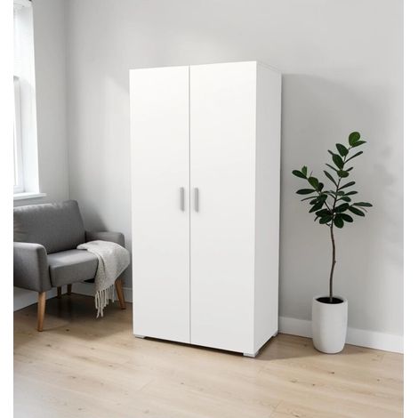 armadio 2 ante battenti "izzy" bianco opaco 90,3x51,7x185,7 cm (1/4)