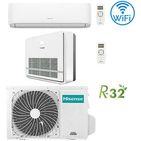 Climatizzatore Condizionatore Hisense Console + Hi Comfort 9000 + 12000 BTU R32 Dual split Inverter con U.E. 2AMW52U4RXC NOVITÁ Classe A++/A+ (1/2)